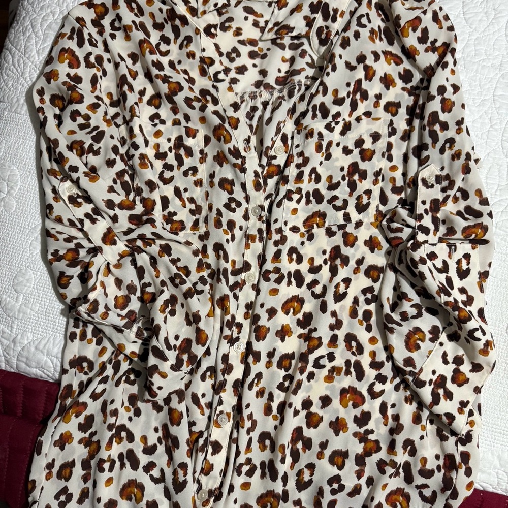 Maurice’s XXL Leopard Print Button-Up Blouse